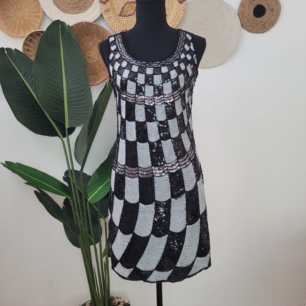 Shine baby shine black mini dress- small